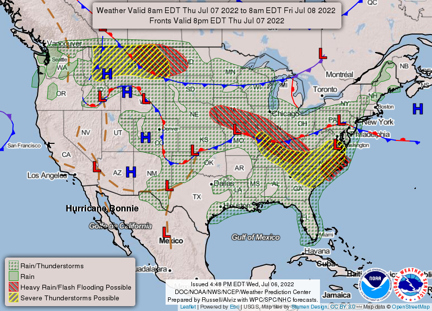 Summertime pattern of heat, daytime thunderstorms return to