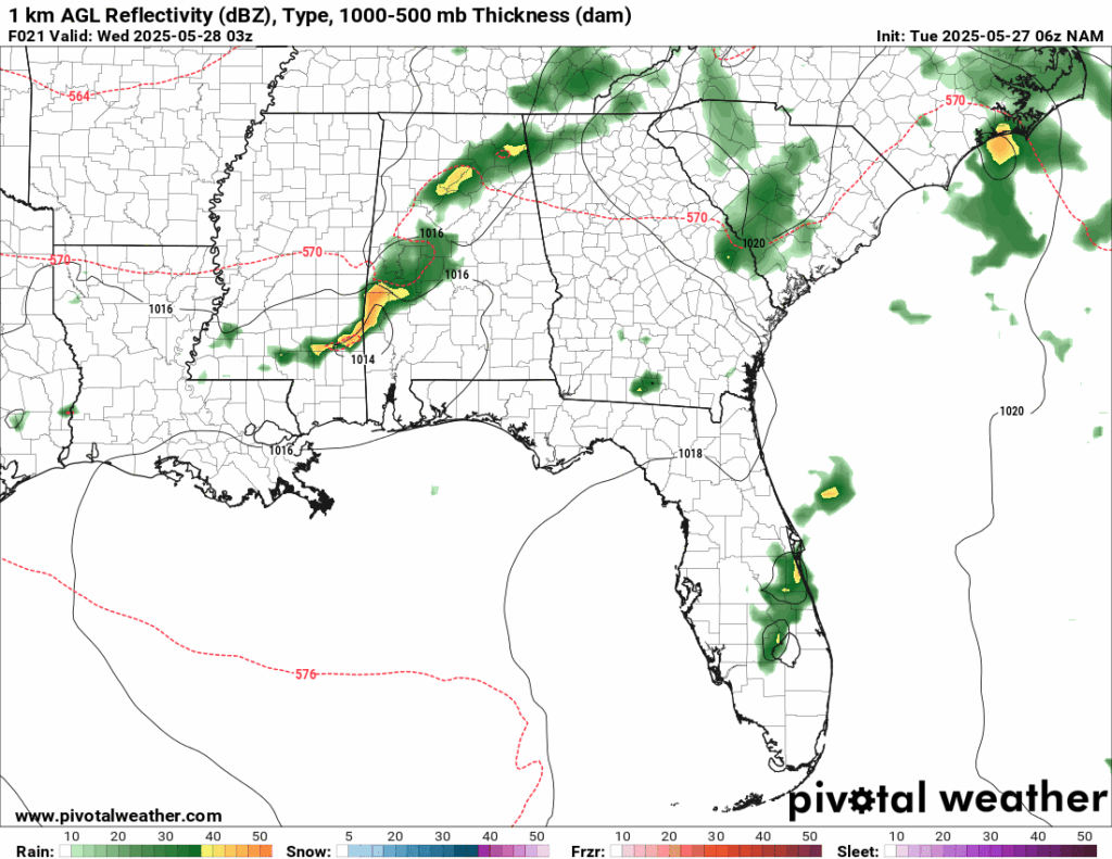 Rain chances for Wednesday night from the NAM model //Courtesy: Pivotal Weather
