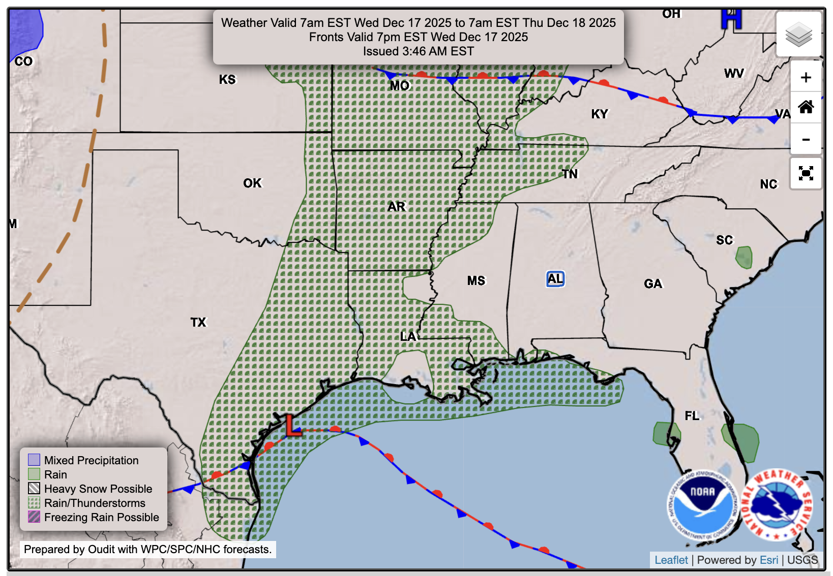 A wet middle of the week: Southern MS/AL/LA Local Weather Forecast – 12 ...