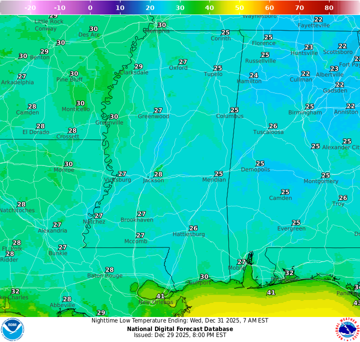 Quite a Chilly NYE Morning: Southern MS/AL/LA Local Weather Forecast ...